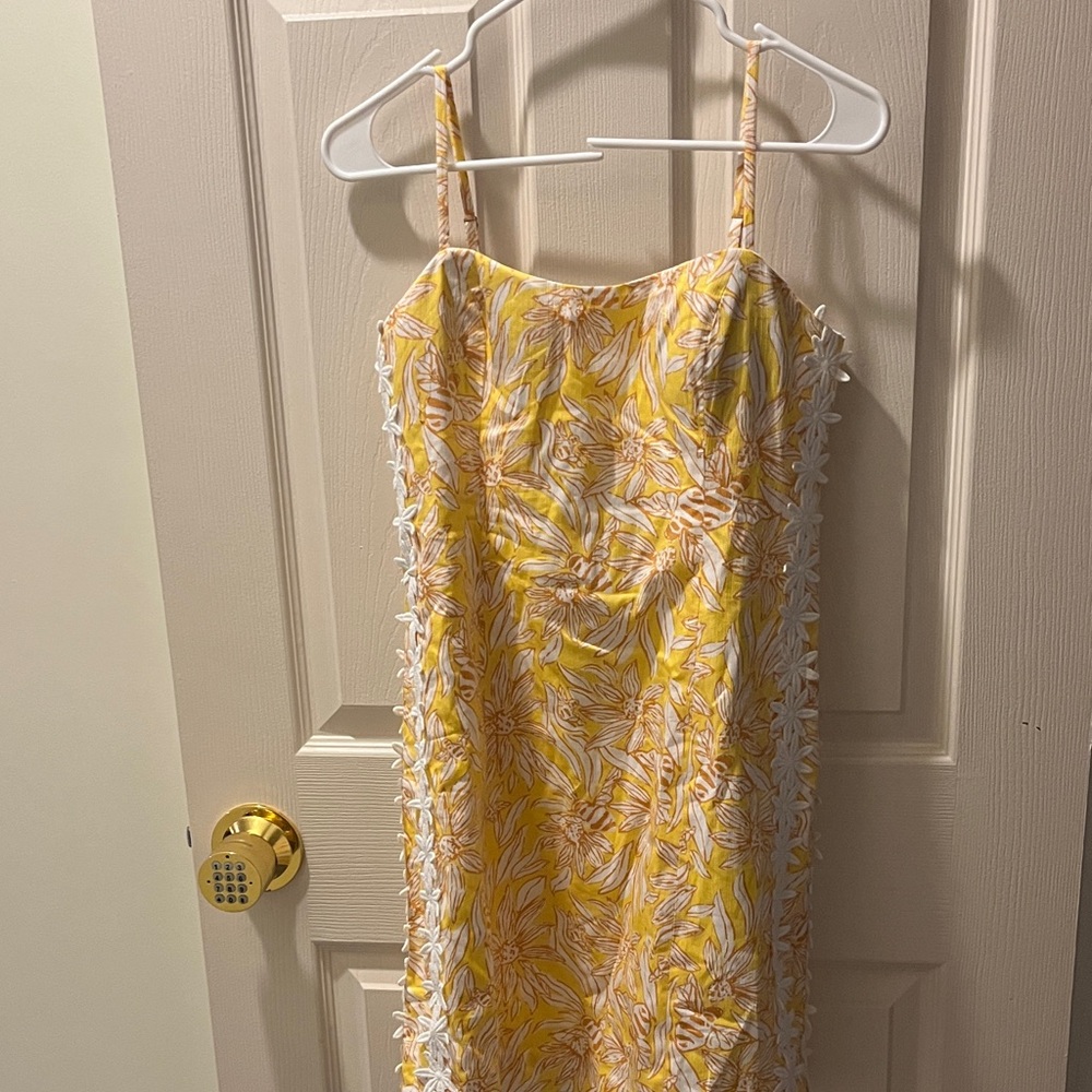 Yellow Floral Spaghetti Strap Dress